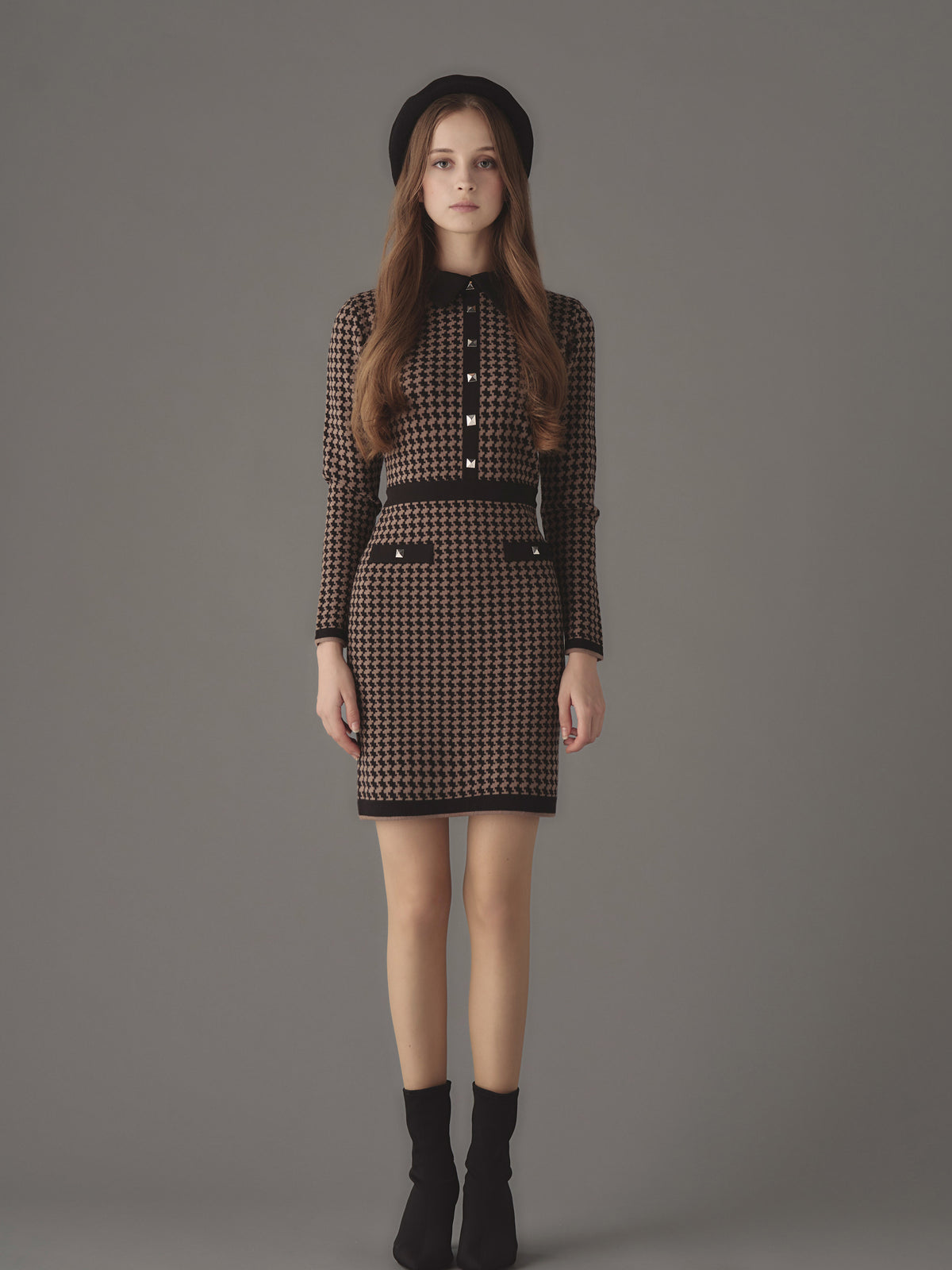 Pied-de-poule tight knit one-piece | EmiriaWiz公式オンライン