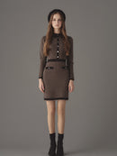 Pied-de-poule tight knit one-piece