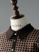 Pied-de-poule tight knit one-piece