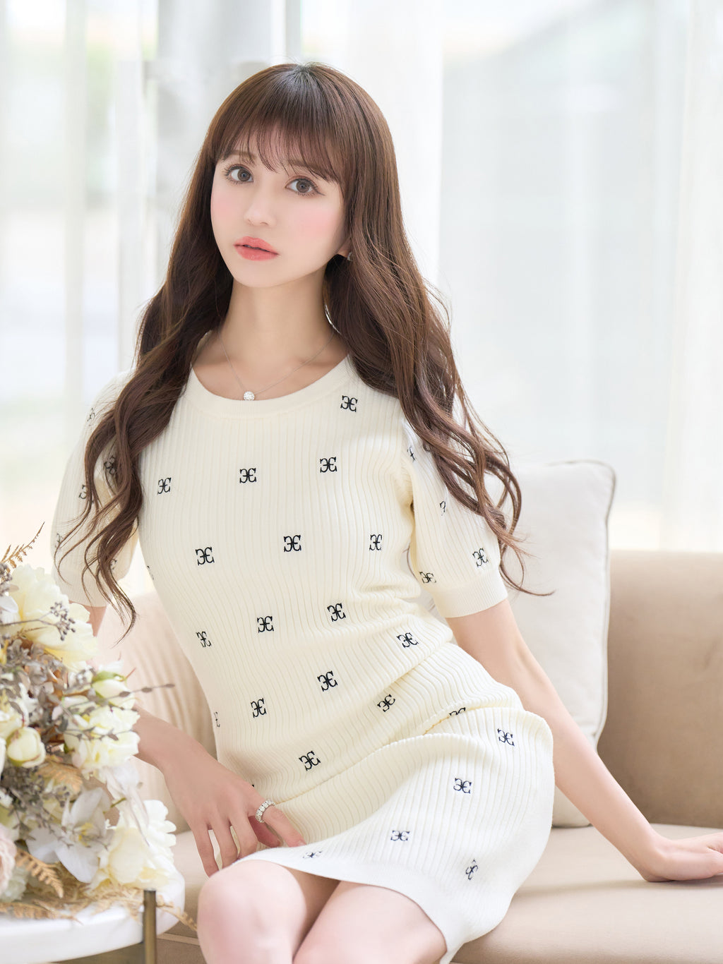 Embroidery EW motifi knit one-piece | エミリアウィズ 公式 