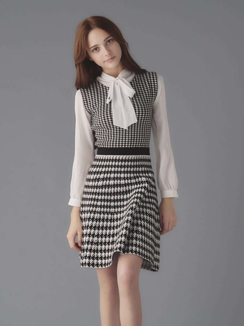 Houndstooth Knit Dress