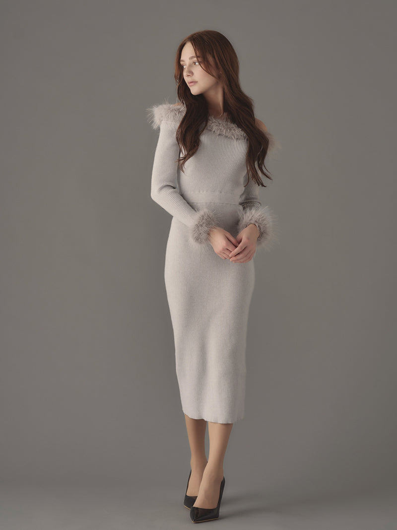 Chic Faux Fur Knit Dress