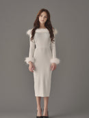 Chic Faux Fur Knit Dress