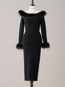 Chic Faux Fur Knit Dress