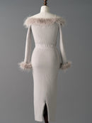 Chic Faux Fur Knit Dress