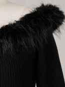 Chic Faux Fur Knit Dress