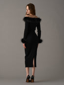 Chic Faux Fur Knit Dress