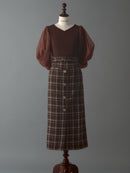 シフォンスリーブドッキングワンピース