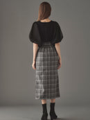 シフォンスリーブドッキングワンピース