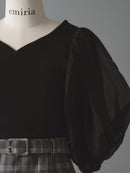 シフォンスリーブドッキングワンピース