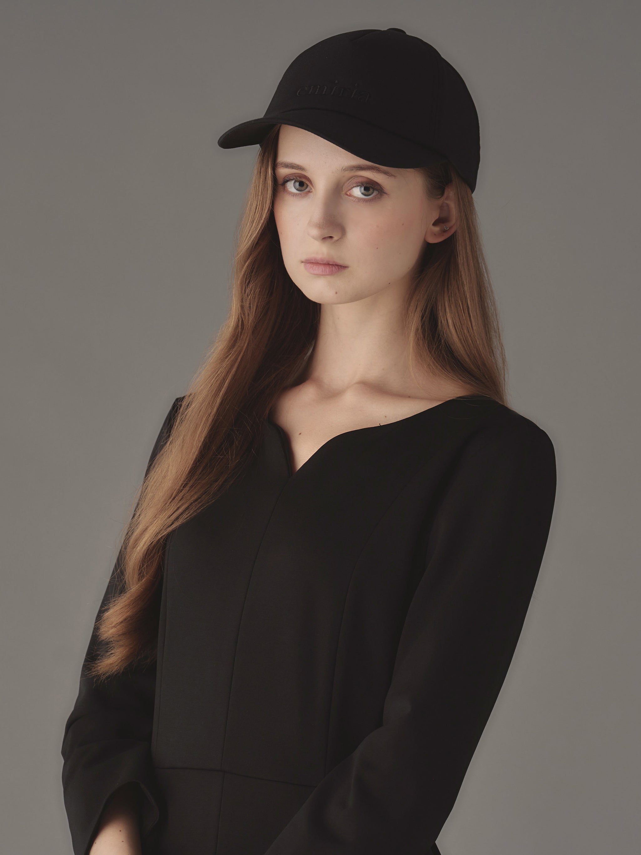 エミリアウィズ ビジュー付き 麦わら女優帽ラベンダーカラー