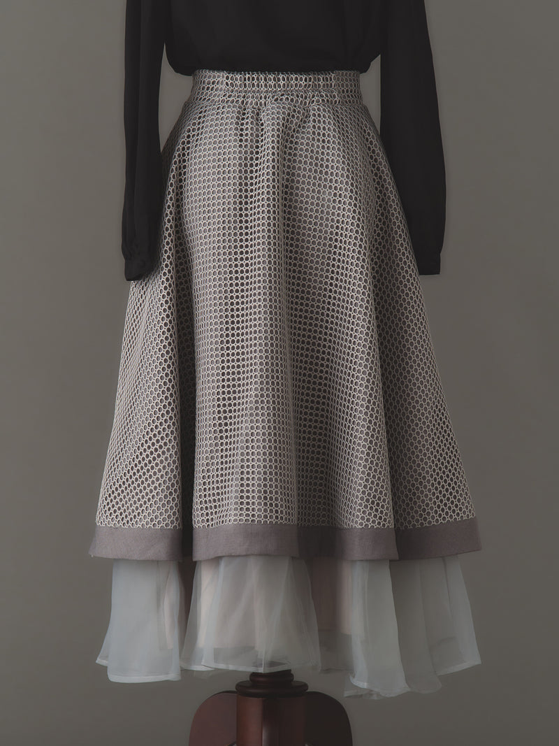 Luxury organdy flare skirt