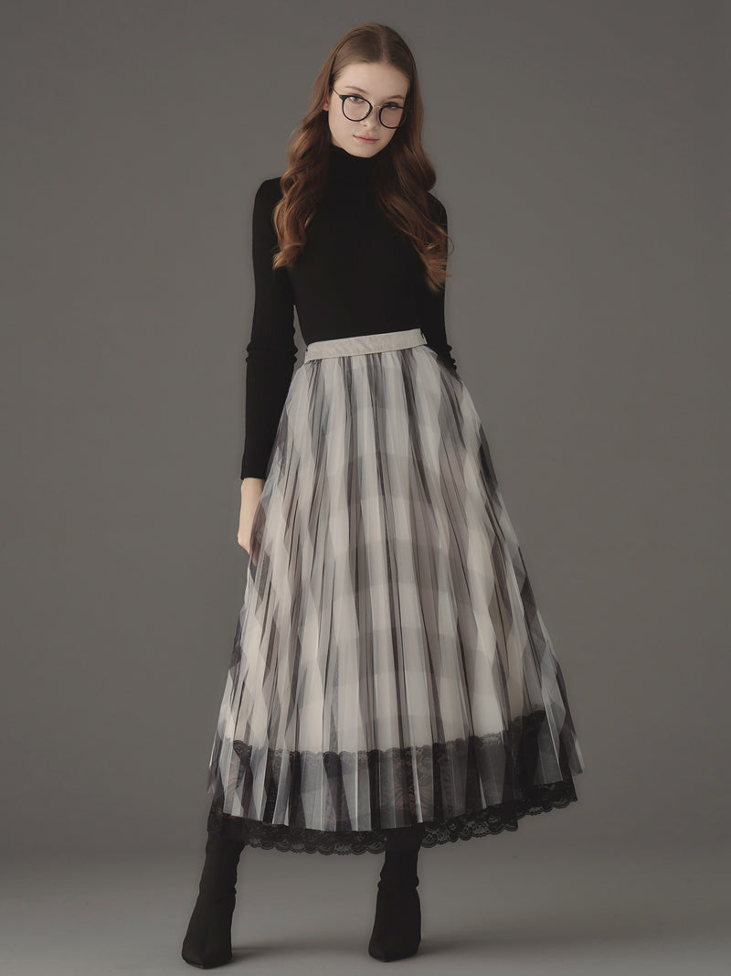 Tulle check skirt