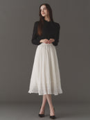Lace flower flare dot skirt