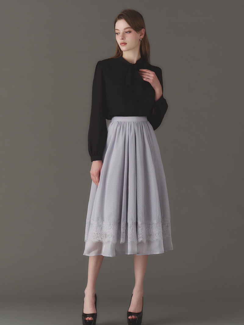 Lace flower flare dot skirt