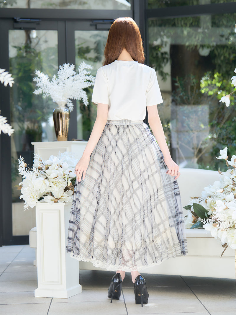 Tulle check skirt