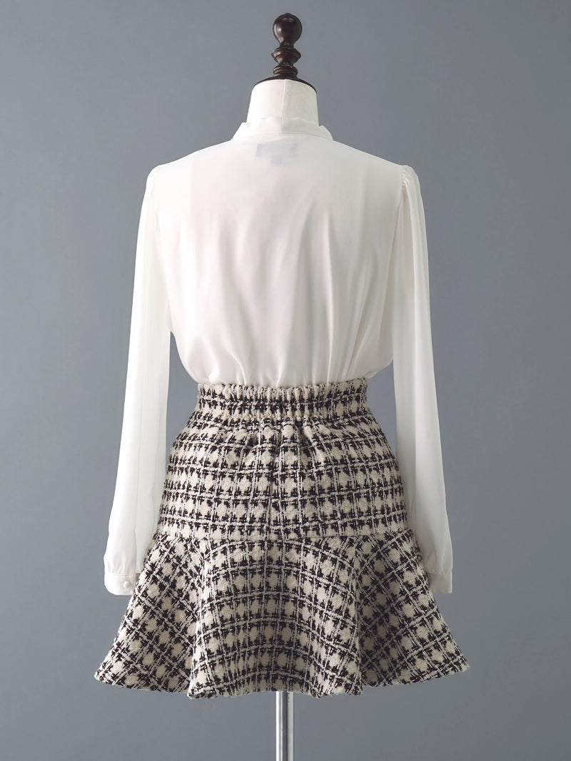 Tweed peplum flare skirt