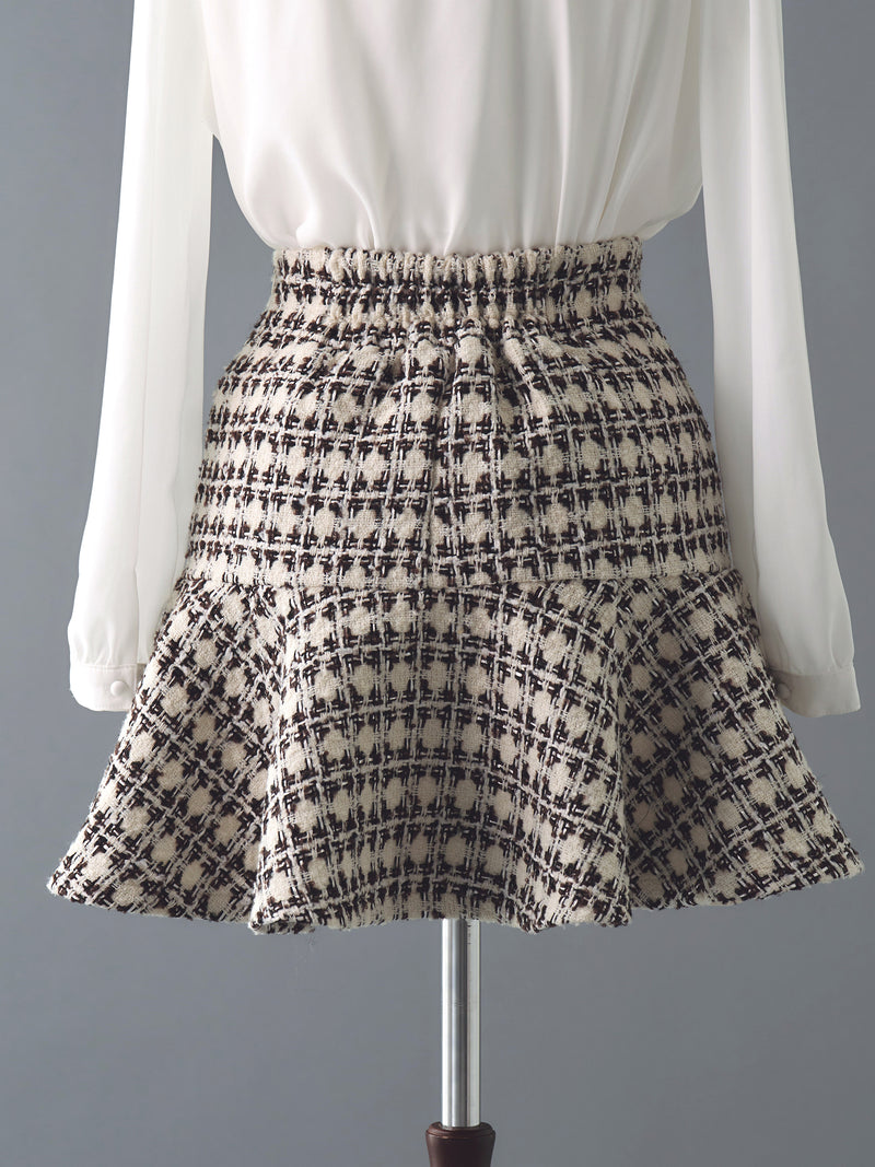 Tweed peplum flare skirt