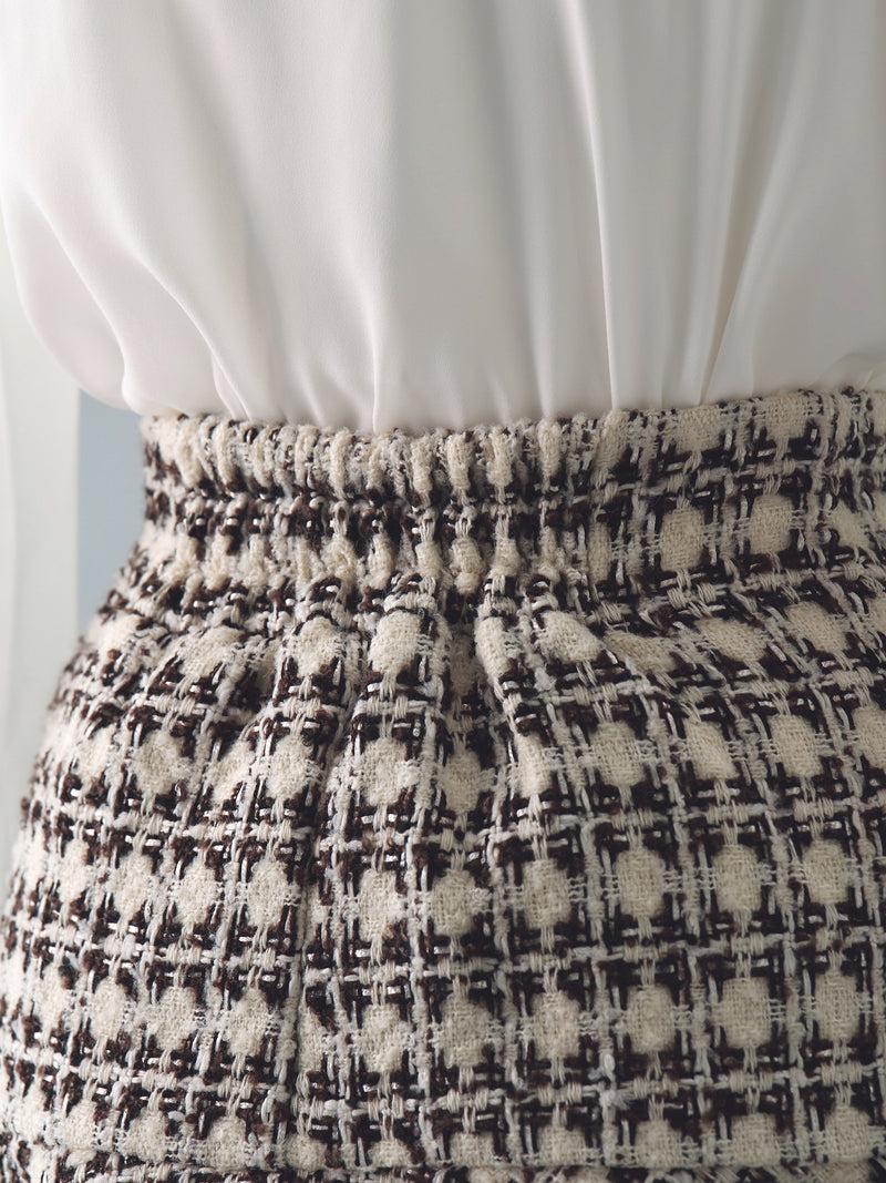 Tweed peplum flare skirt