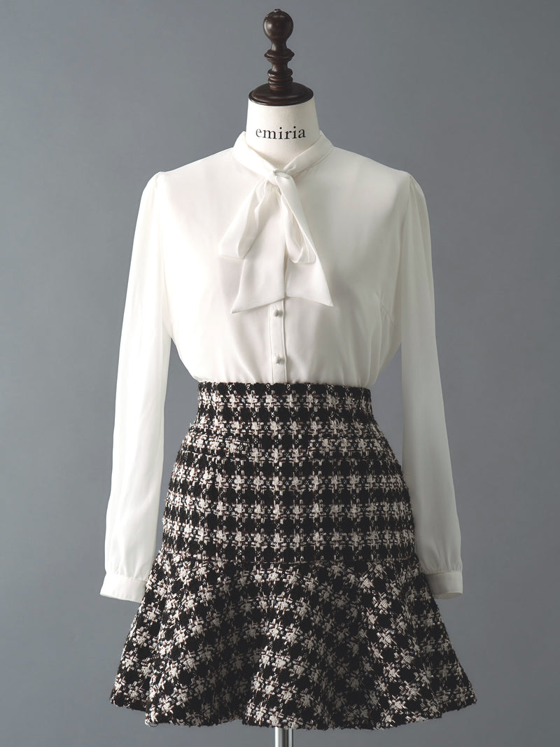 Tweed peplum flare skirt