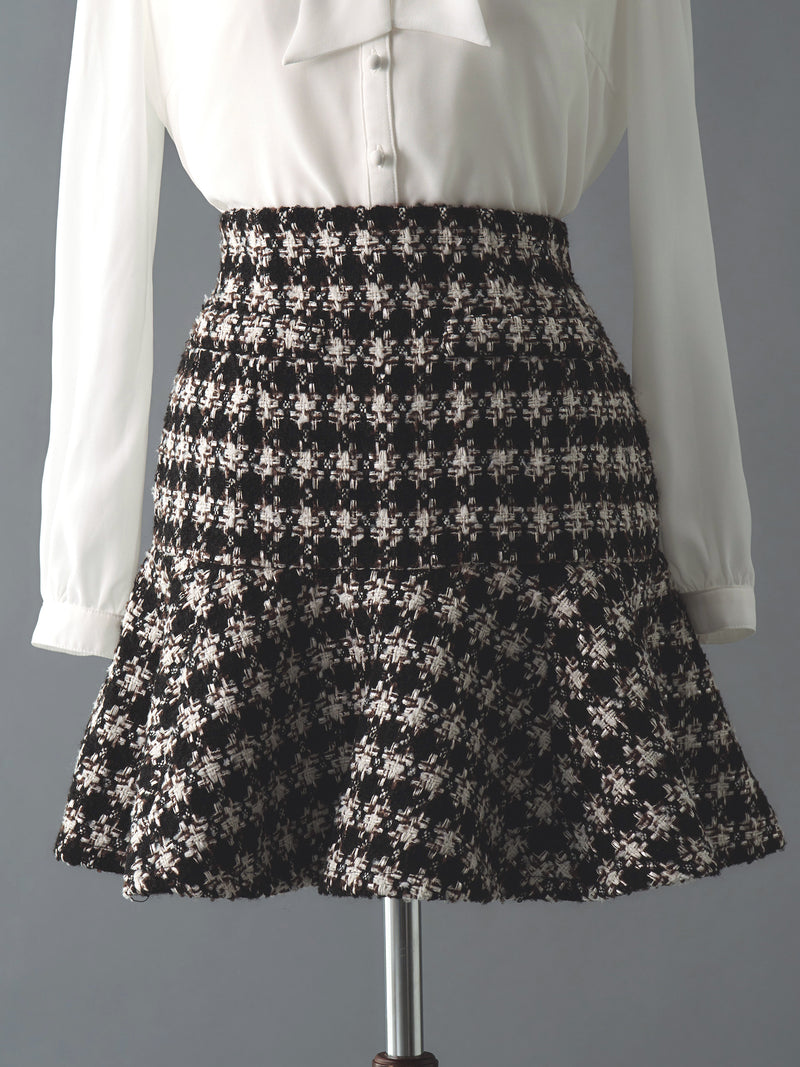 Tweed peplum flare skirt