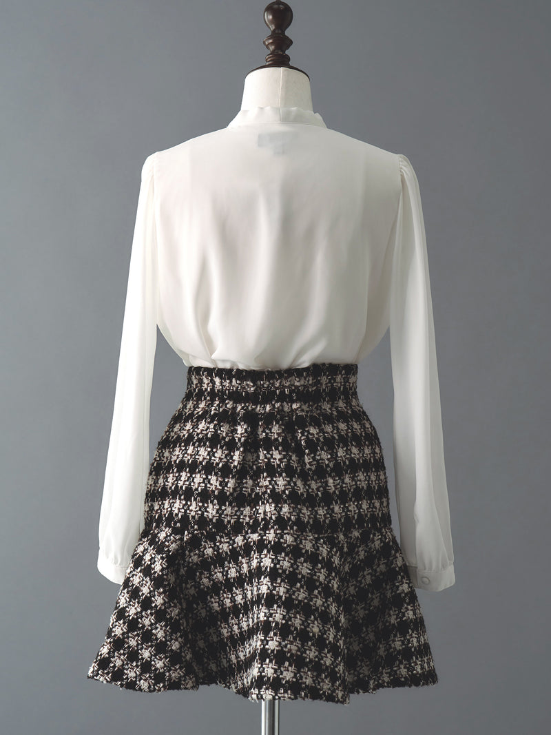 Tweed peplum flare skirt