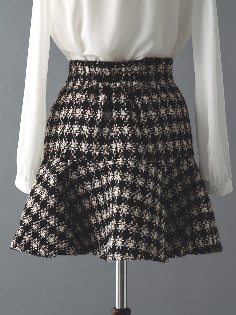 Tweed peplum flare skirt