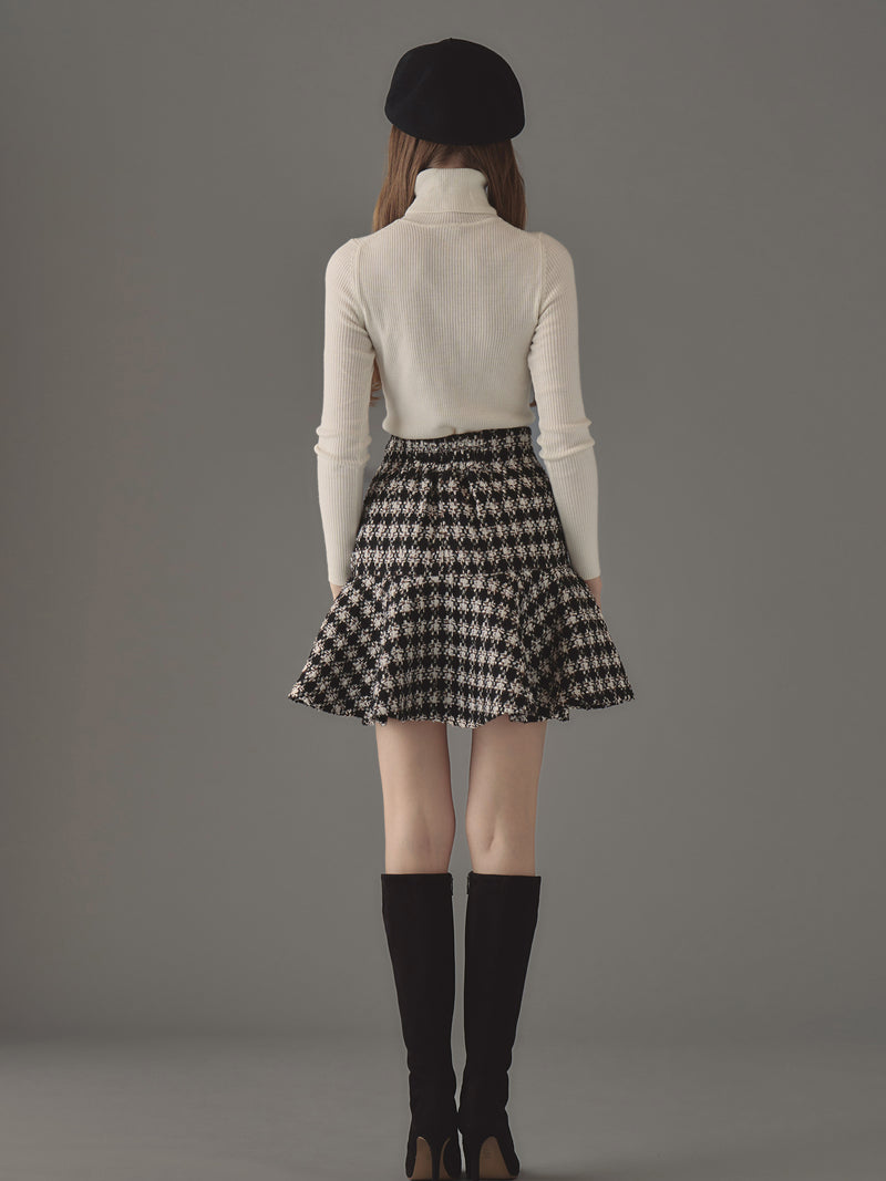 Tweed peplum flare skirt