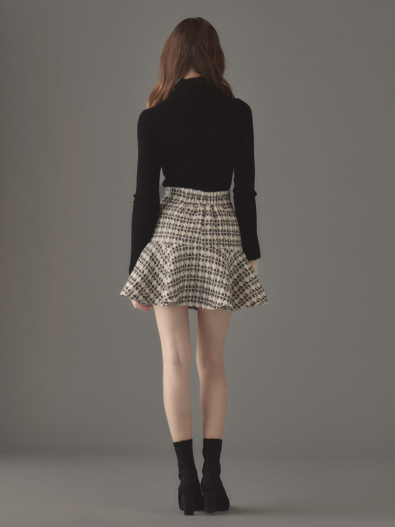 Tweed peplum flare skirt