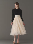 Double buckle volume tulle skirt