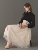 Double buckle volume tulle skirt