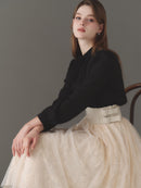 Double buckle volume tulle skirt