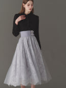 Double buckle volume tulle skirt