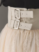 Double buckle volume tulle skirt
