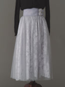 Double buckle volume tulle skirt