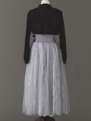Double buckle volume tulle skirt