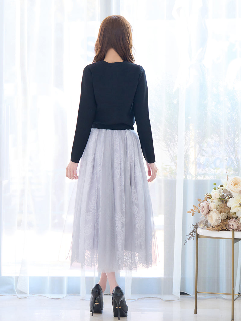 Double buckle volume tulle skirt