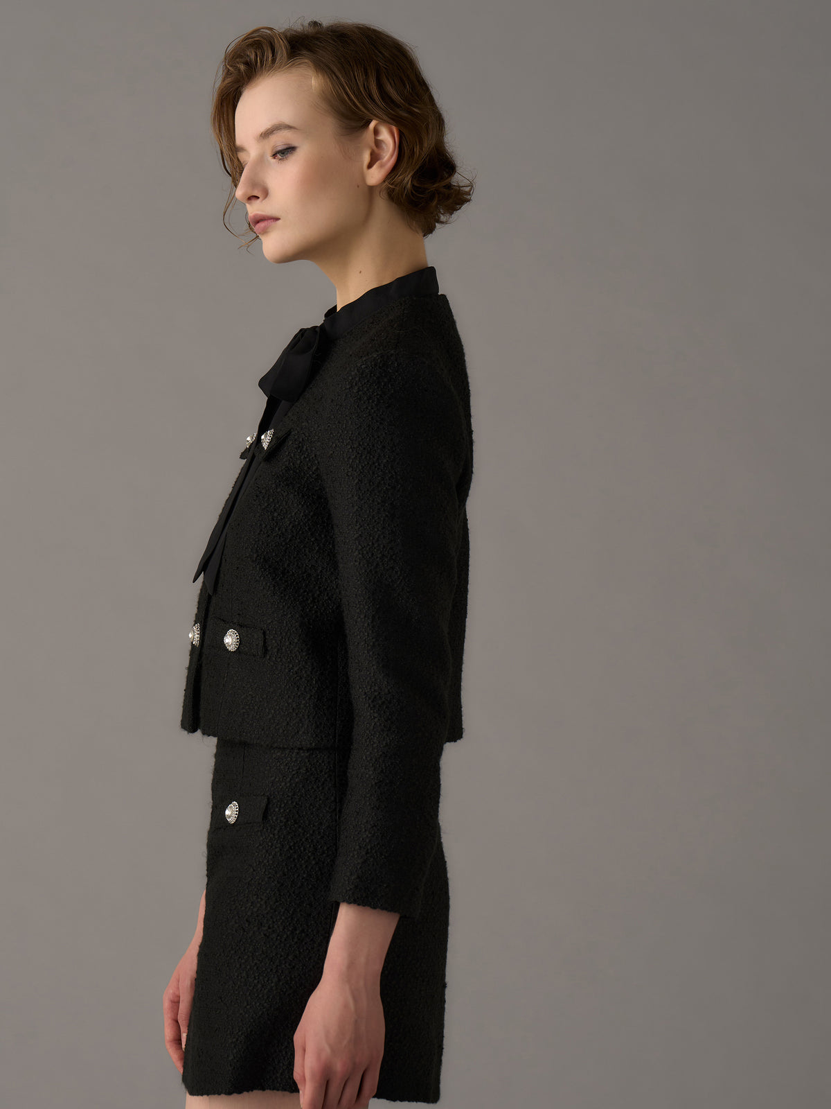 Chic Collarless Tweed Jacket エミリアウィズ Chic Collarless Tweed Jacket | エミリアウィズ 公式オンライン