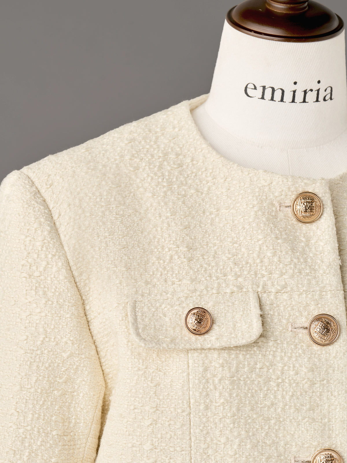 Chic Collarless Tweed Jacket | エミリアウィズ 公式オンライン