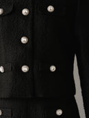 Chic Collarless Tweed Jacket