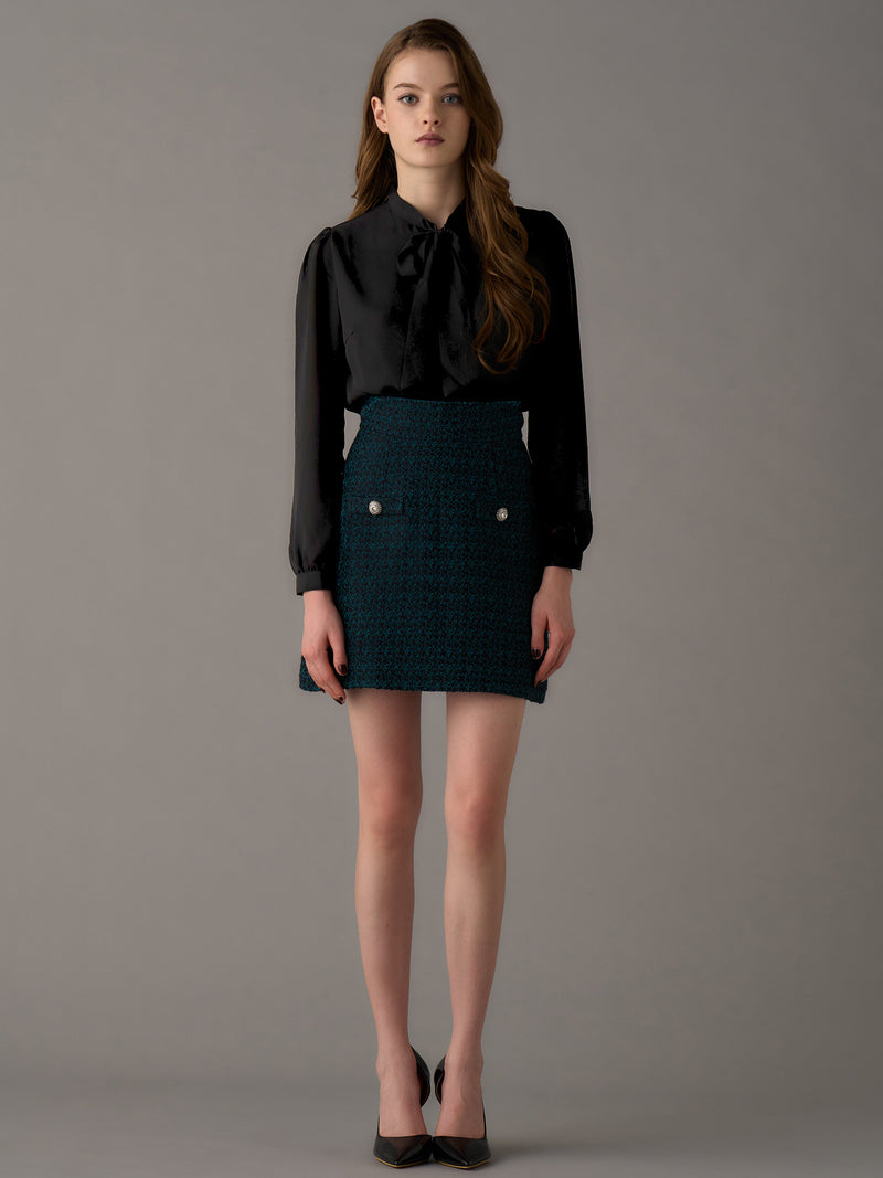 Elegant Tweed Mini Skirt