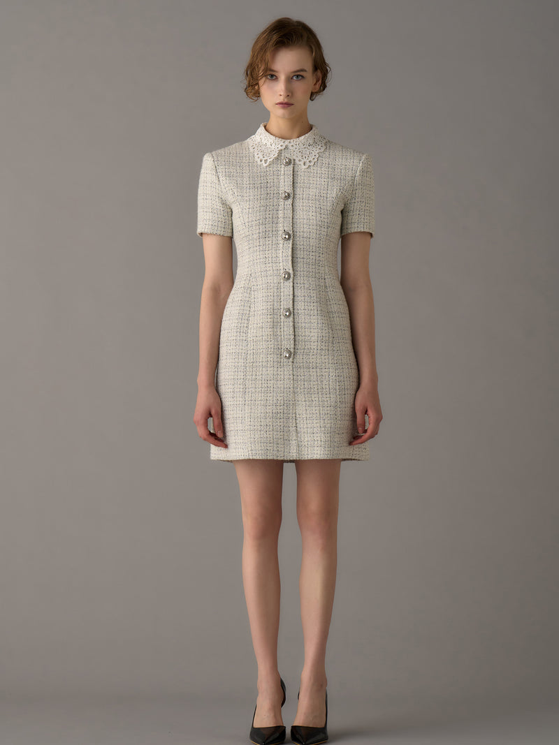 Tweed Dress with Chemical Lace