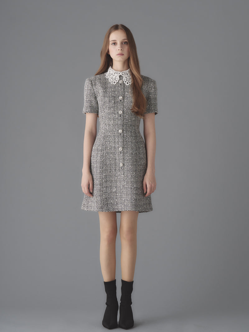 Tweed Dress with Chemical Lace