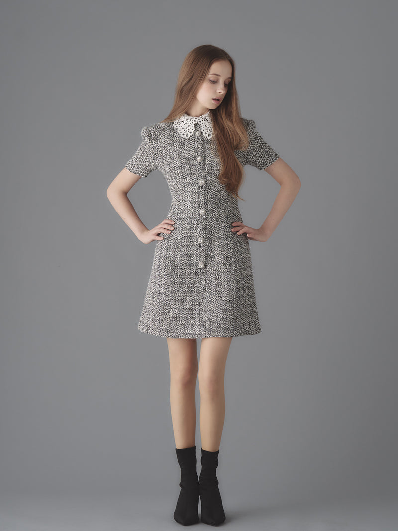 Tweed Dress with Chemical Lace