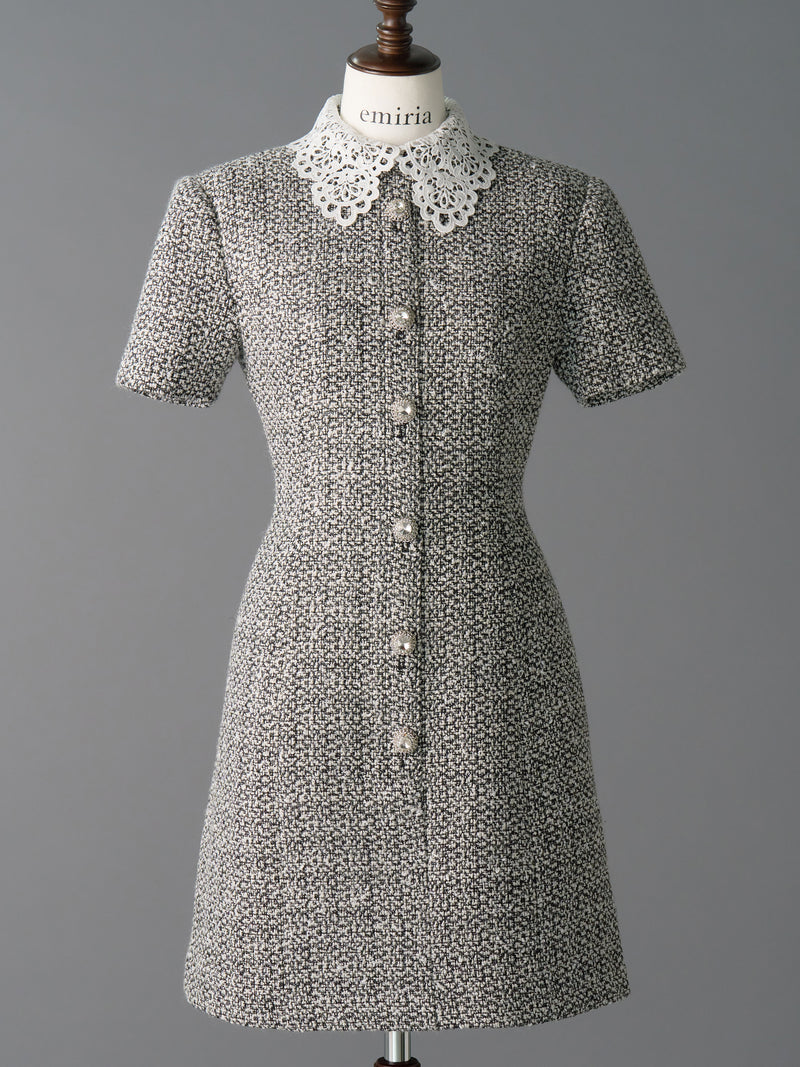 Tweed Dress with Chemical Lace