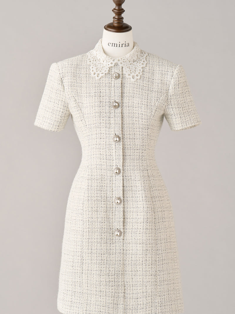 Tweed Dress with Chemical Lace