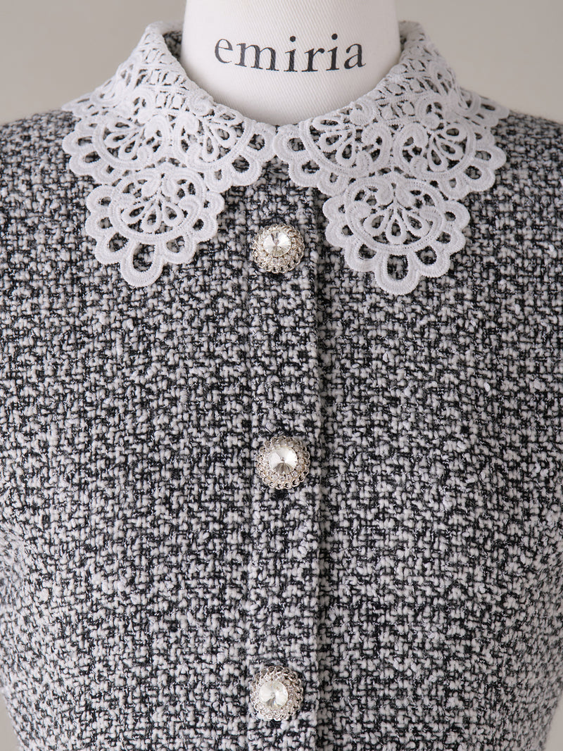 Tweed Dress with Chemical Lace