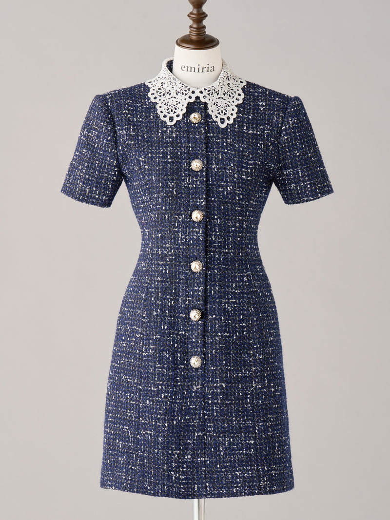 Tweed Dress with Chemical Lace