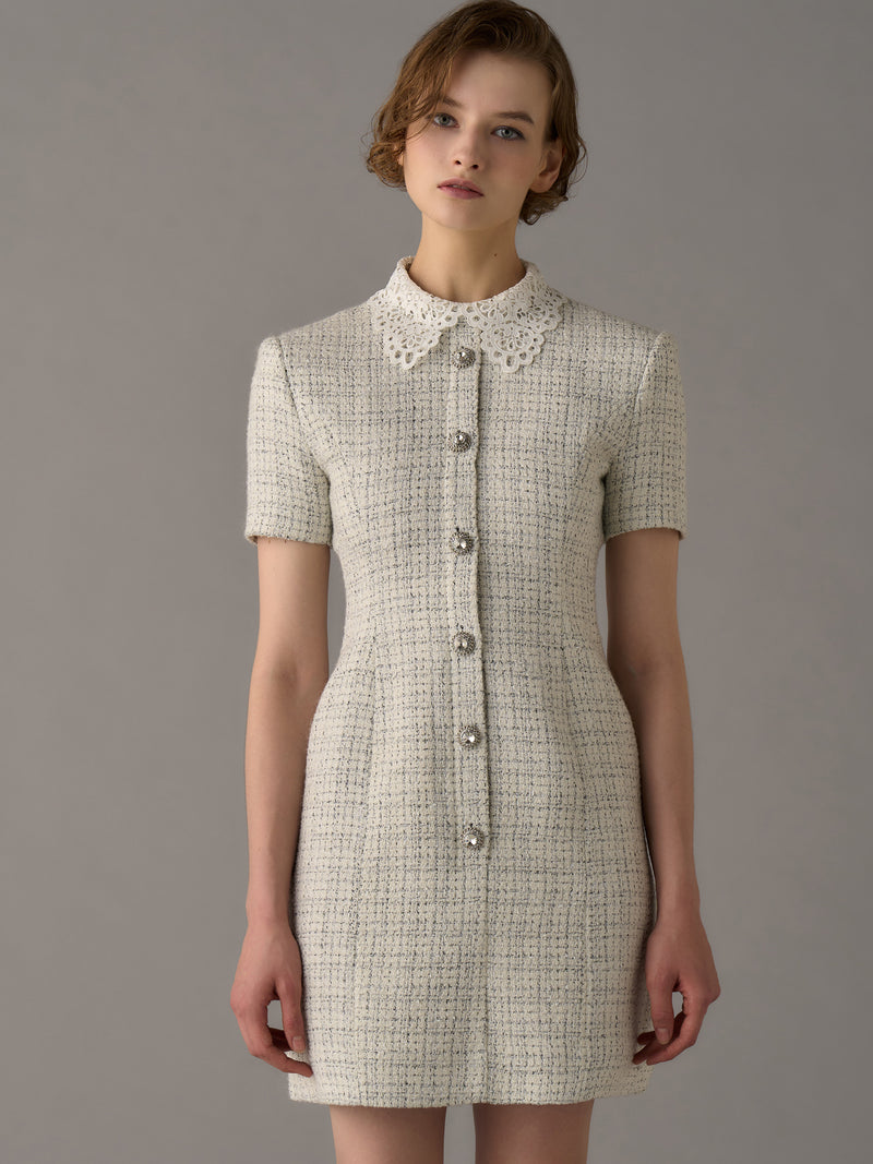 Tweed Dress with Chemical Lace