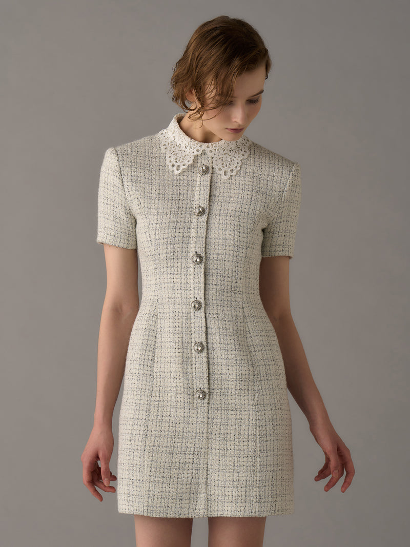 Tweed Dress with Chemical Lace